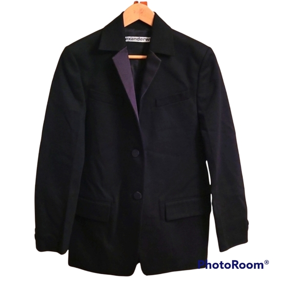 Alexander Wang Black Blazer Satin Lapels - Picture 1 of 10